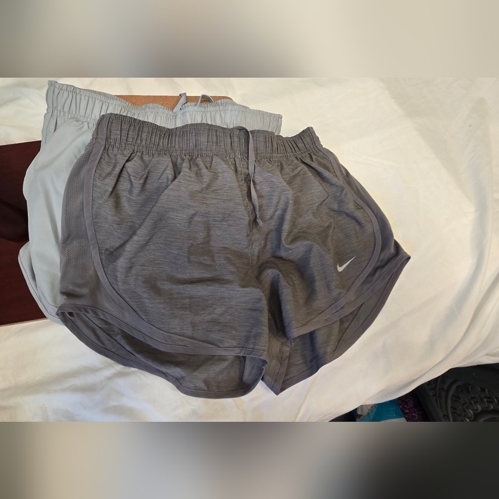 Bundle Of 2 NWT Nike Women's Dri-fit Running Shorts In Light And Medium Gray M